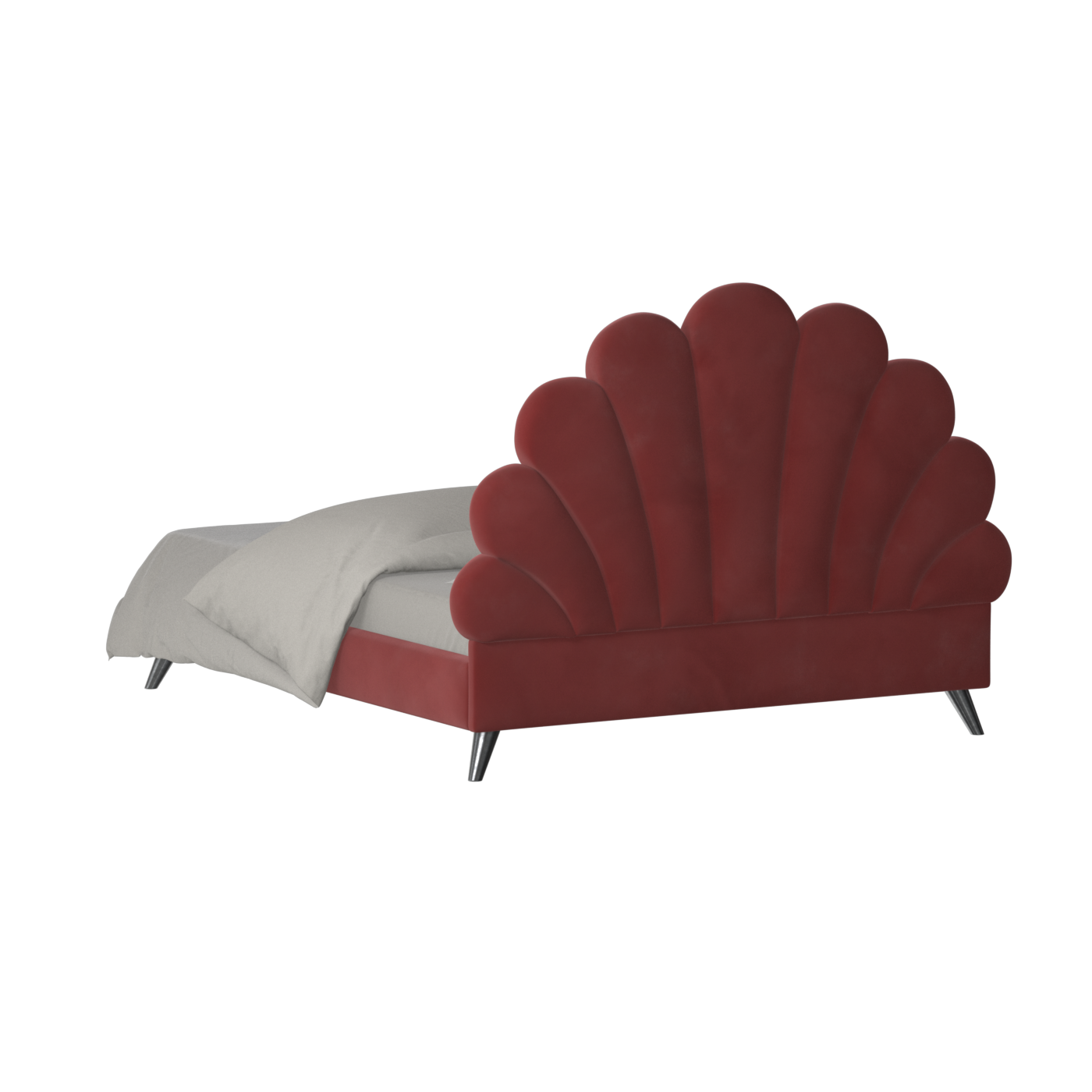 Evelina Curved Headboard Bed in Soft Upholstery