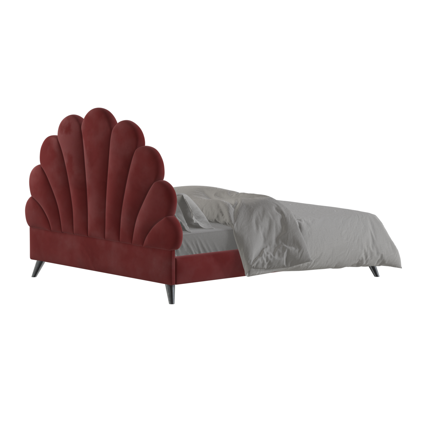 Evelina Curved Headboard Bed in Soft Upholstery