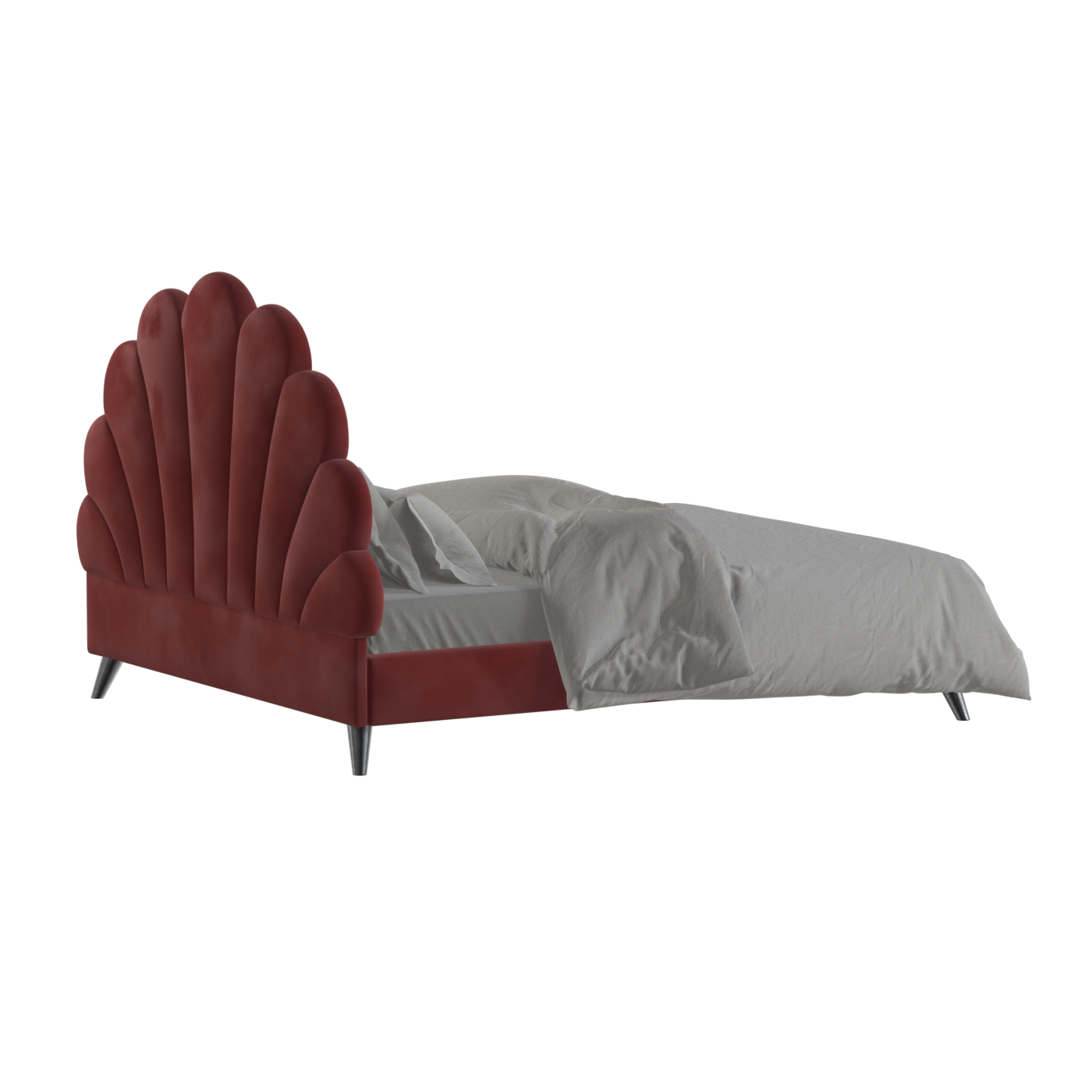 Evelina Curved Headboard Bed in Soft Upholstery