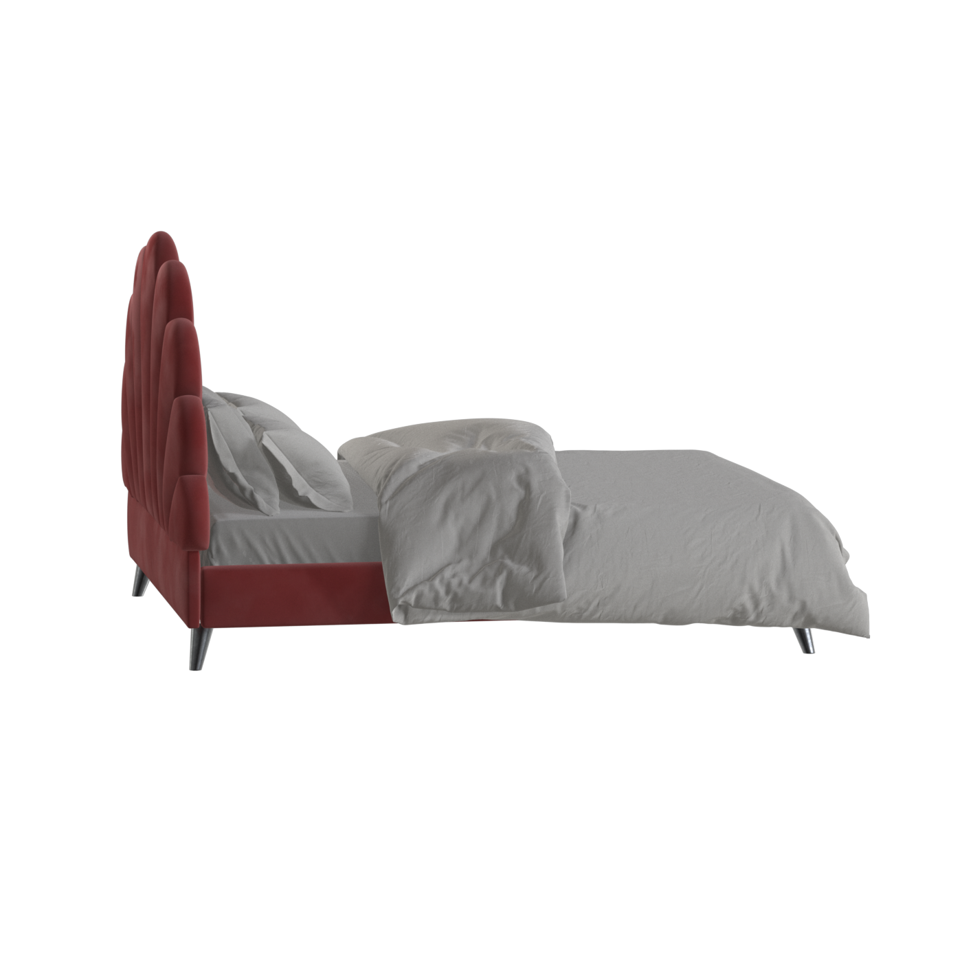 Evelina Curved Headboard Bed in Soft Upholstery