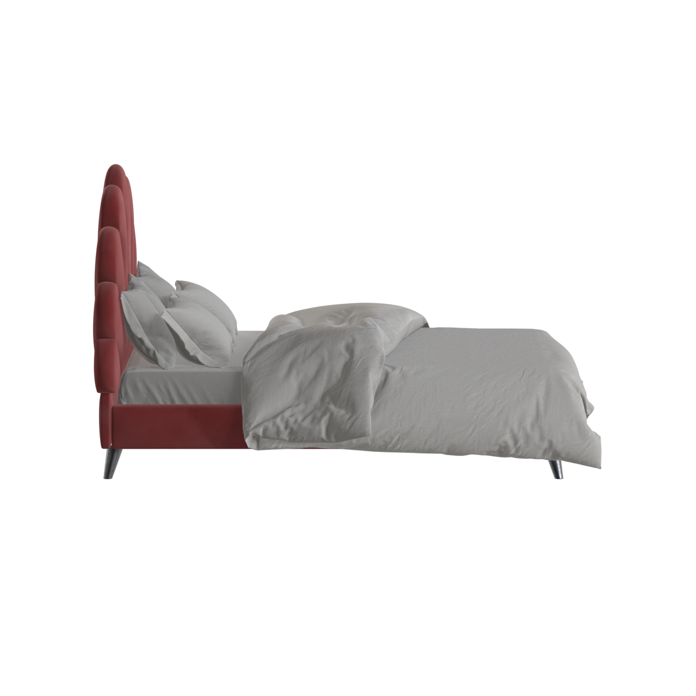 Evelina Curved Headboard Bed in Soft Upholstery