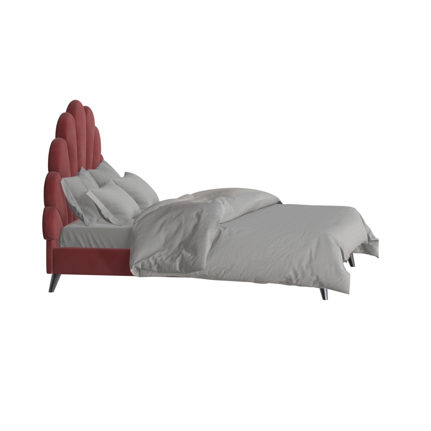 Evelina Curved Headboard Bed in Soft Upholstery
