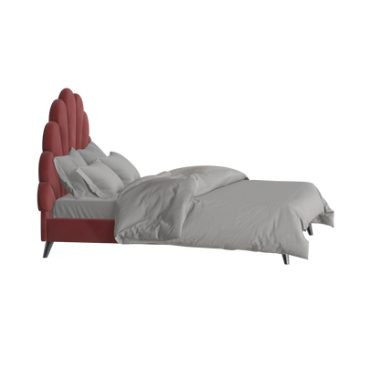 Evelina Curved Headboard Bed in Soft Upholstery