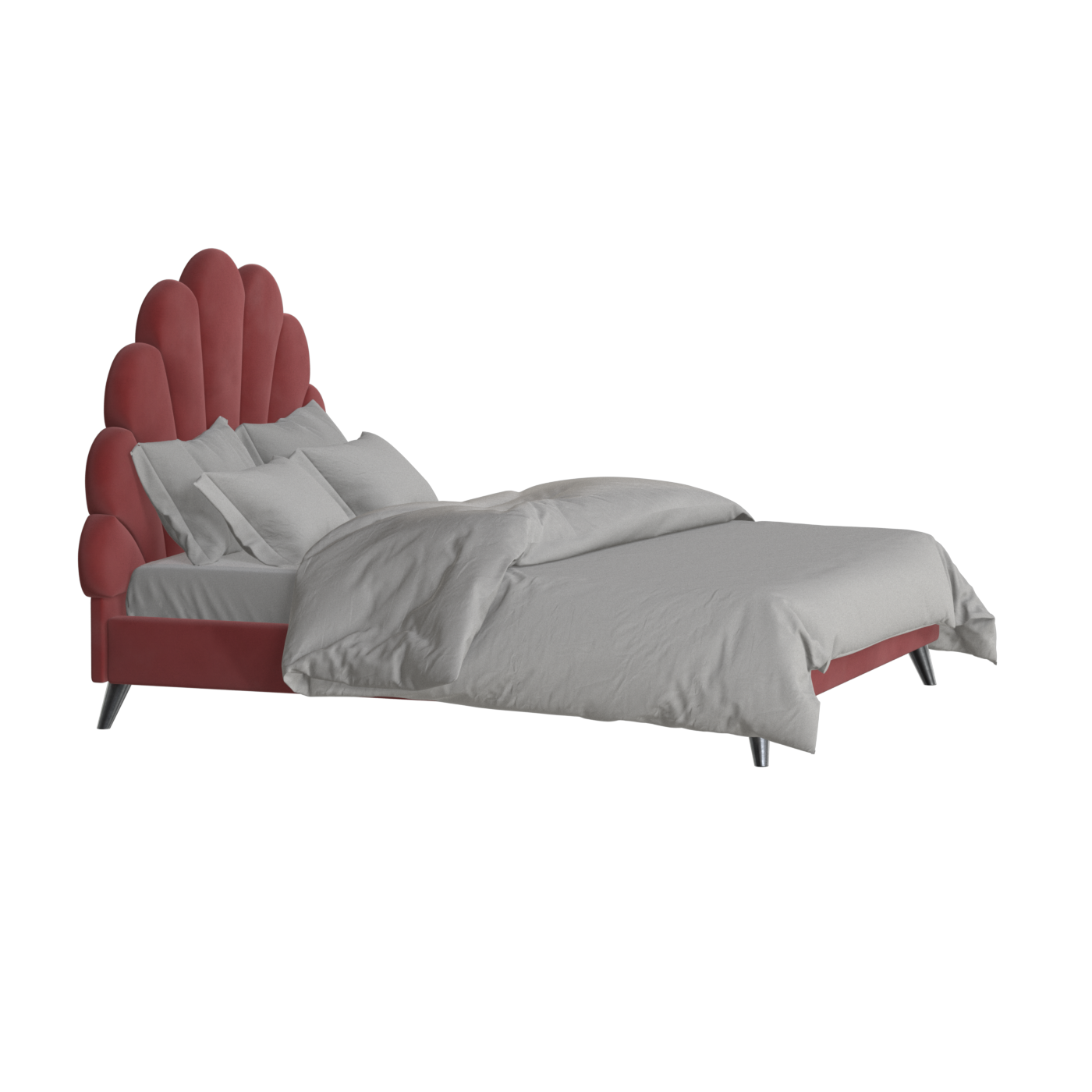 Evelina Curved Headboard Bed in Soft Upholstery