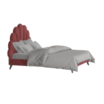 Evelina Curved Headboard Bed in Soft Upholstery