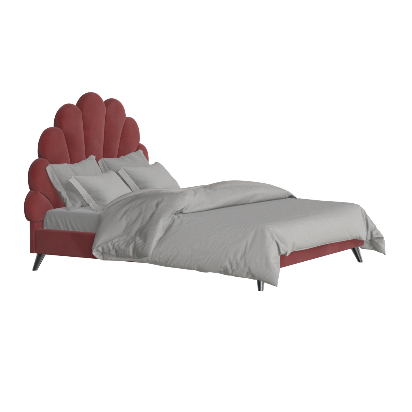 Evelina Curved Headboard Bed in Soft Upholstery