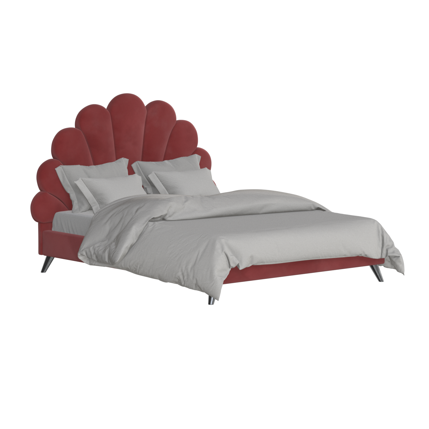 Evelina Curved Headboard Bed in Soft Upholstery