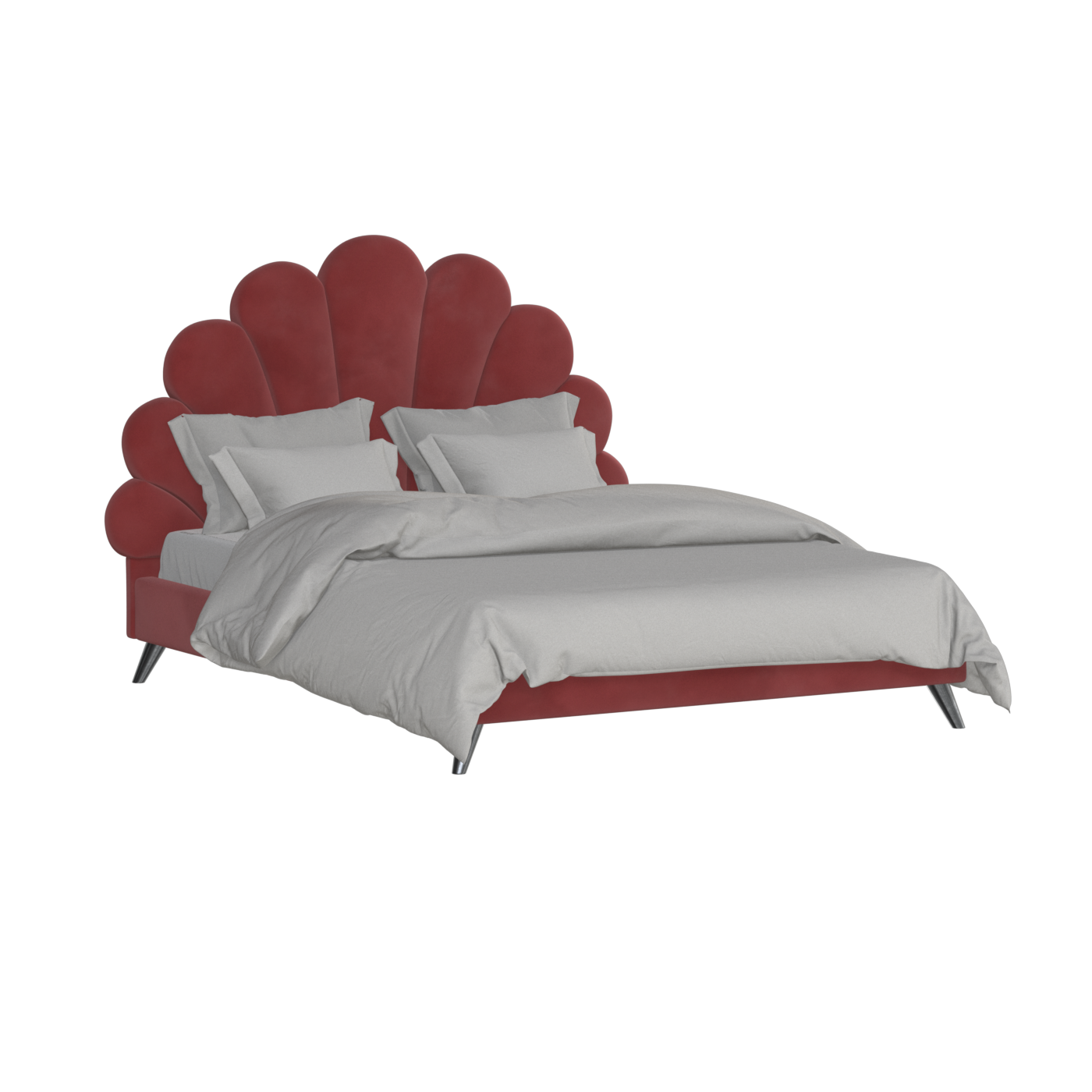 Evelina Curved Headboard Bed in Soft Upholstery