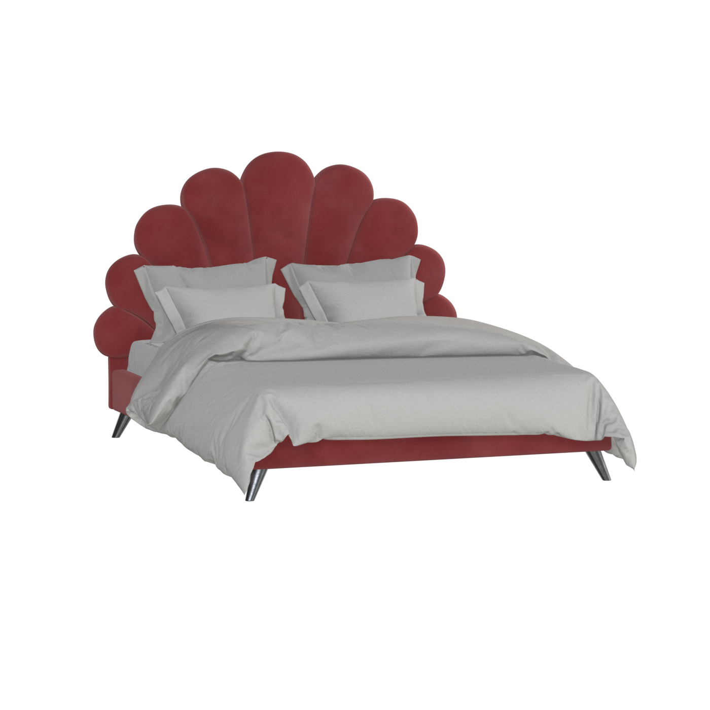 Evelina Curved Headboard Bed in Soft Upholstery