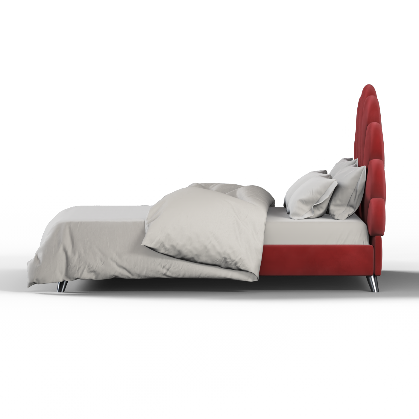 Evelina Curved Headboard Bed in Soft Upholstery