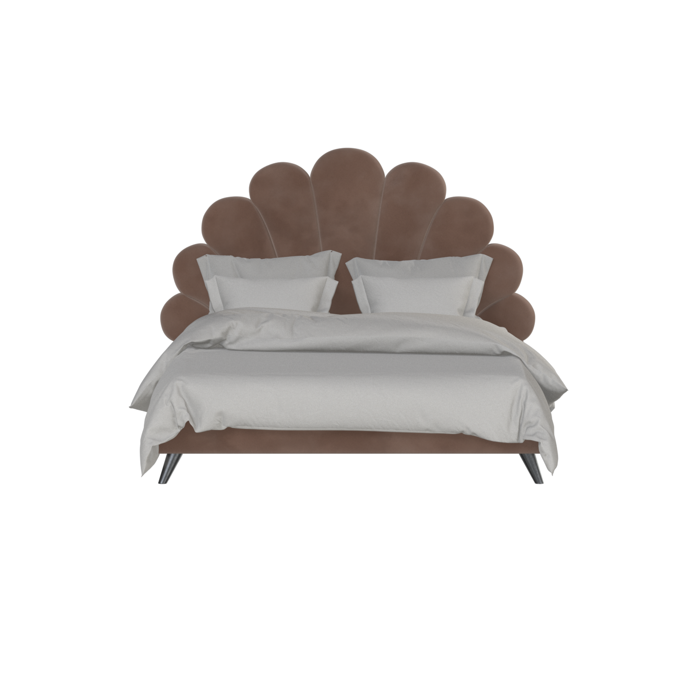 Evelina Curved Headboard Bed in Soft Upholstery