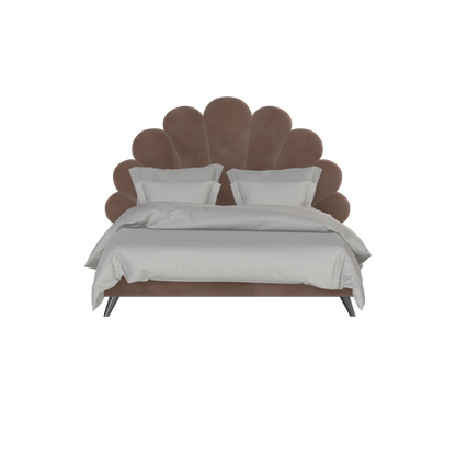 Evelina Curved Headboard Bed in Soft Upholstery