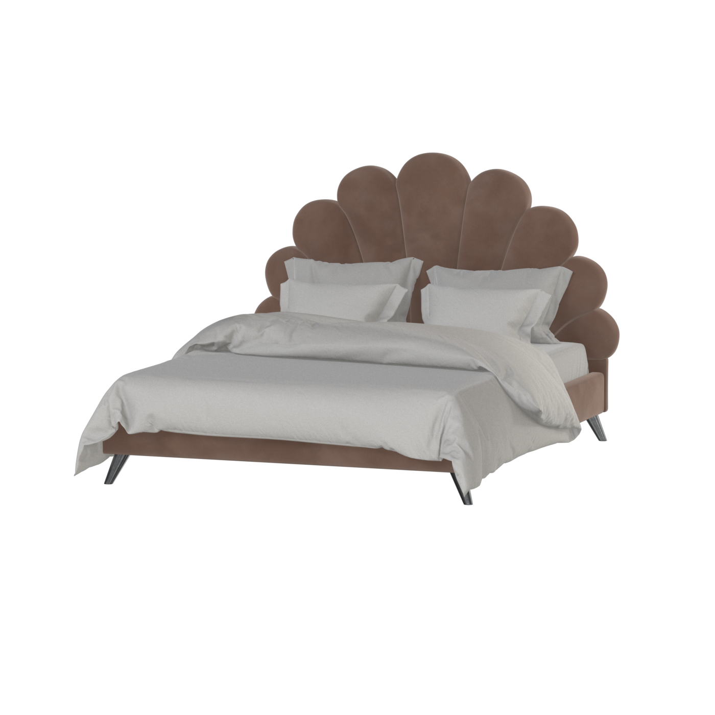 Evelina Curved Headboard Bed in Soft Upholstery