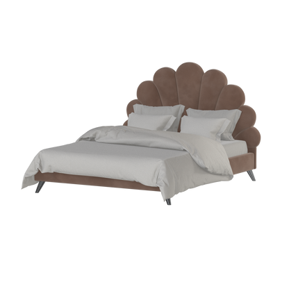Evelina Curved Headboard Bed in Soft Upholstery