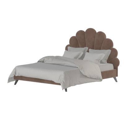 Evelina Curved Headboard Bed in Soft Upholstery
