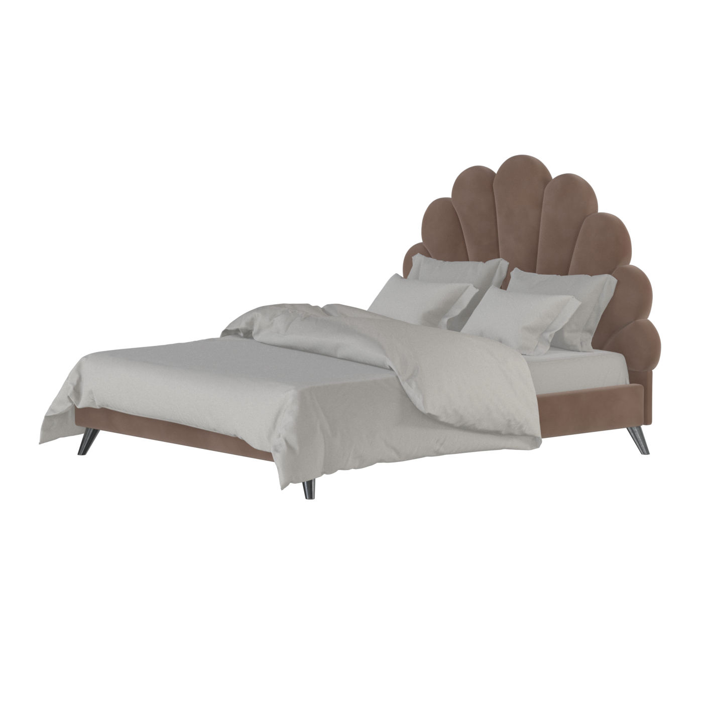 Evelina Curved Headboard Bed in Soft Upholstery