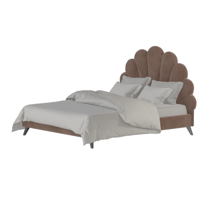Evelina Curved Headboard Bed in Soft Upholstery