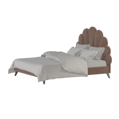 Evelina Curved Headboard Bed in Soft Upholstery
