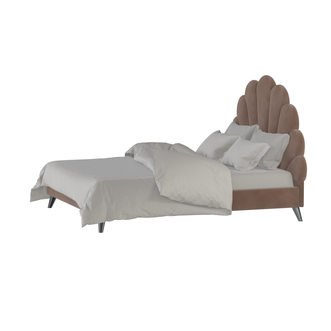 Evelina Curved Headboard Bed in Soft Upholstery