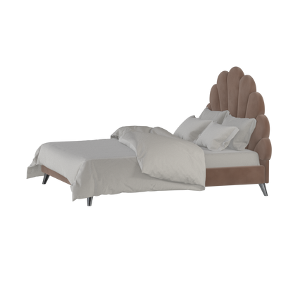 Evelina Curved Headboard Bed in Soft Upholstery