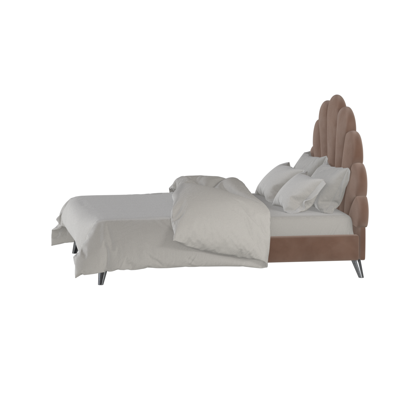 Evelina Curved Headboard Bed in Soft Upholstery