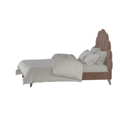 Evelina Curved Headboard Bed in Soft Upholstery