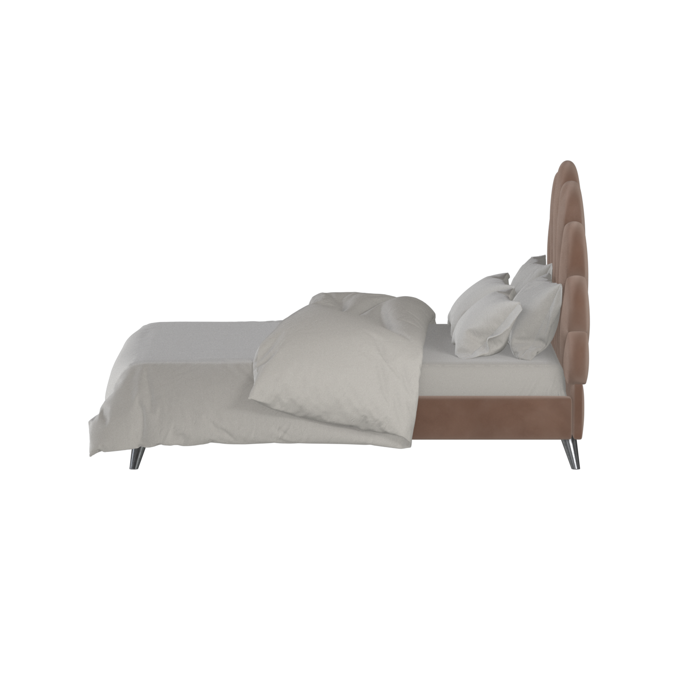 Evelina Curved Headboard Bed in Soft Upholstery