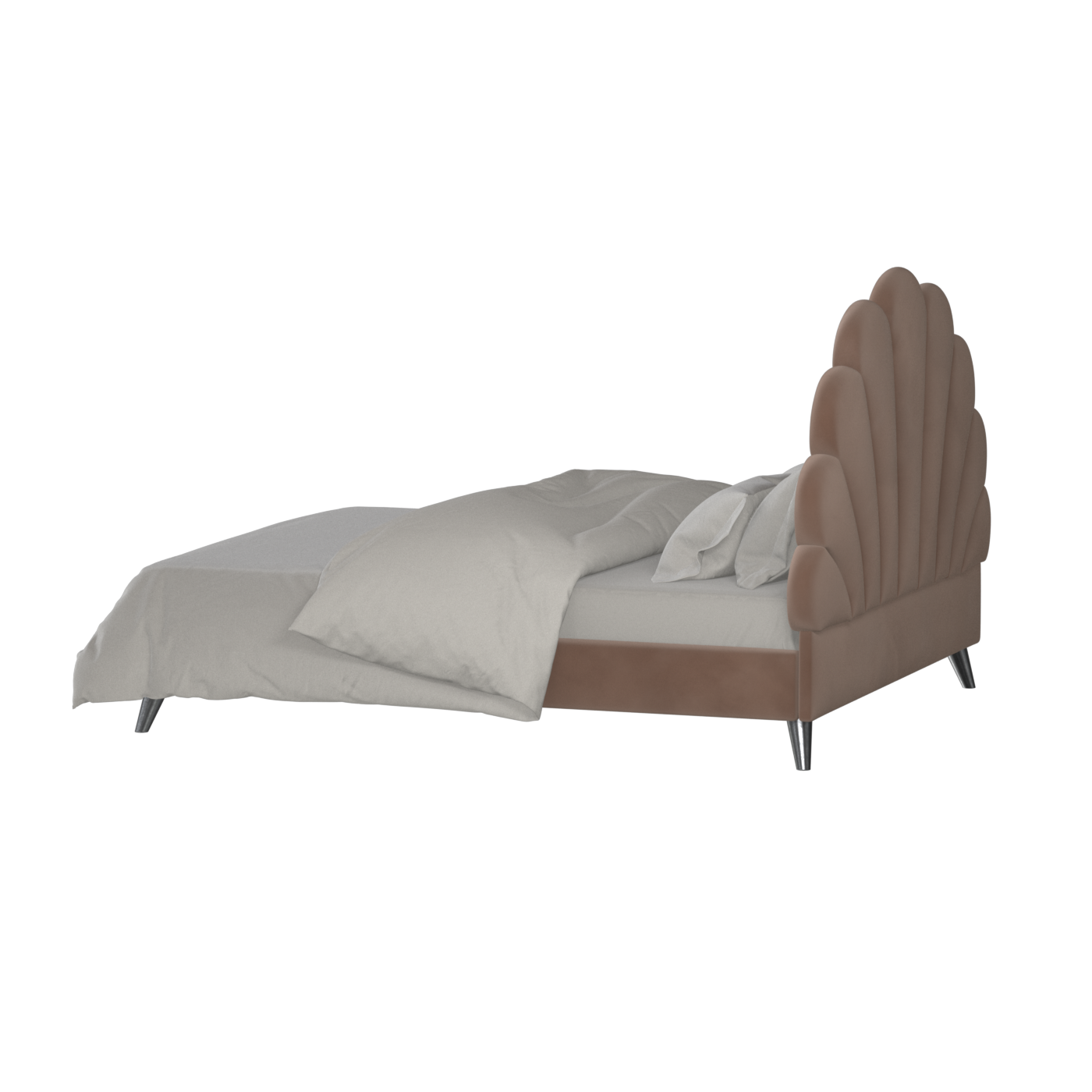 Evelina Curved Headboard Bed in Soft Upholstery