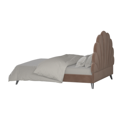 Evelina Curved Headboard Bed in Soft Upholstery