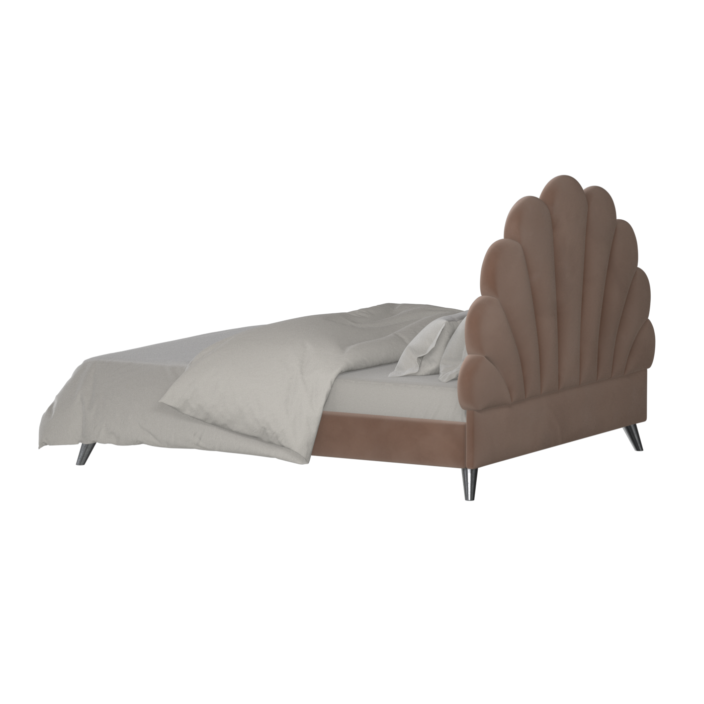 Evelina Curved Headboard Bed in Soft Upholstery