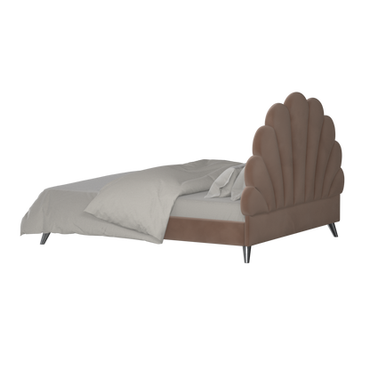 Evelina Curved Headboard Bed in Soft Upholstery
