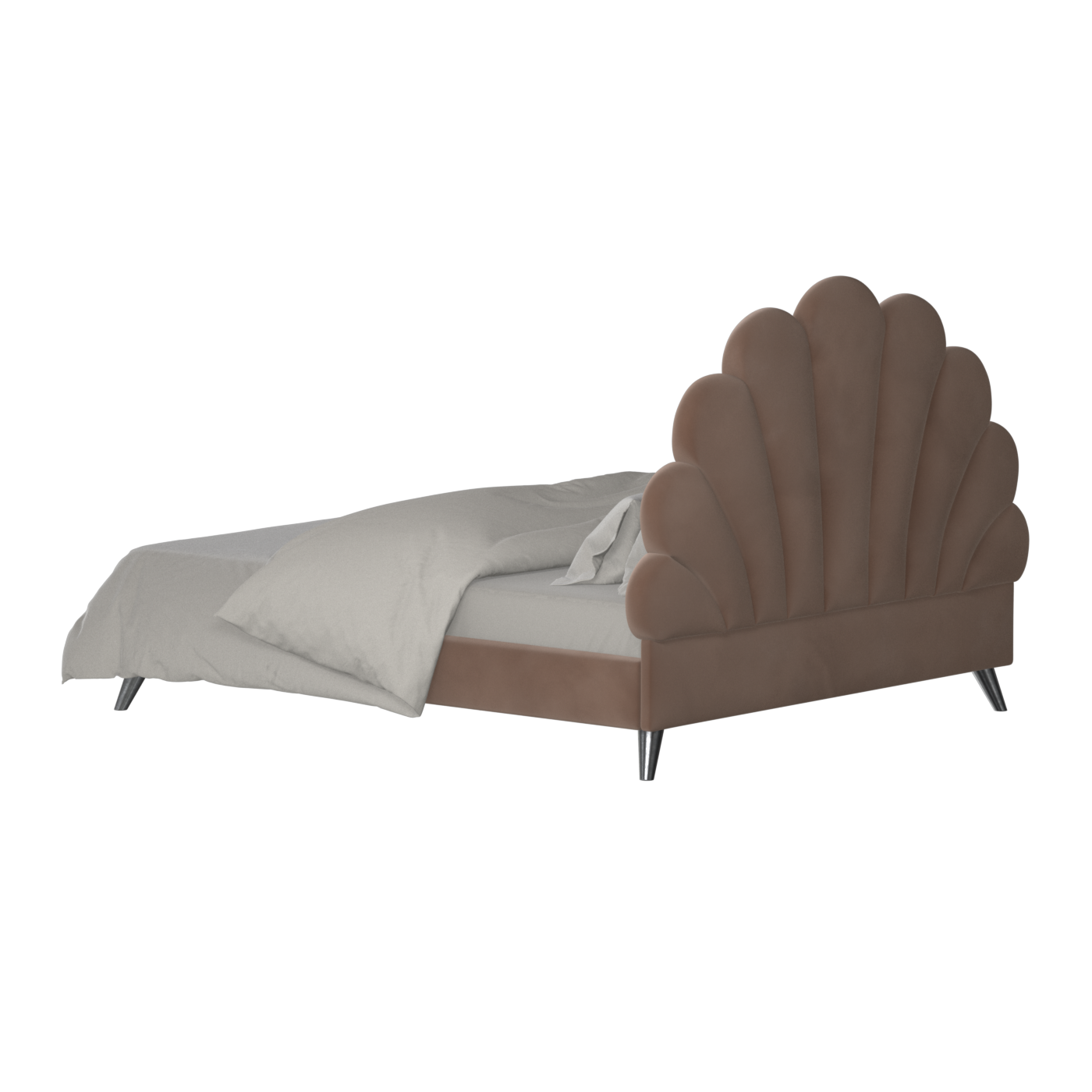 Evelina Curved Headboard Bed in Soft Upholstery