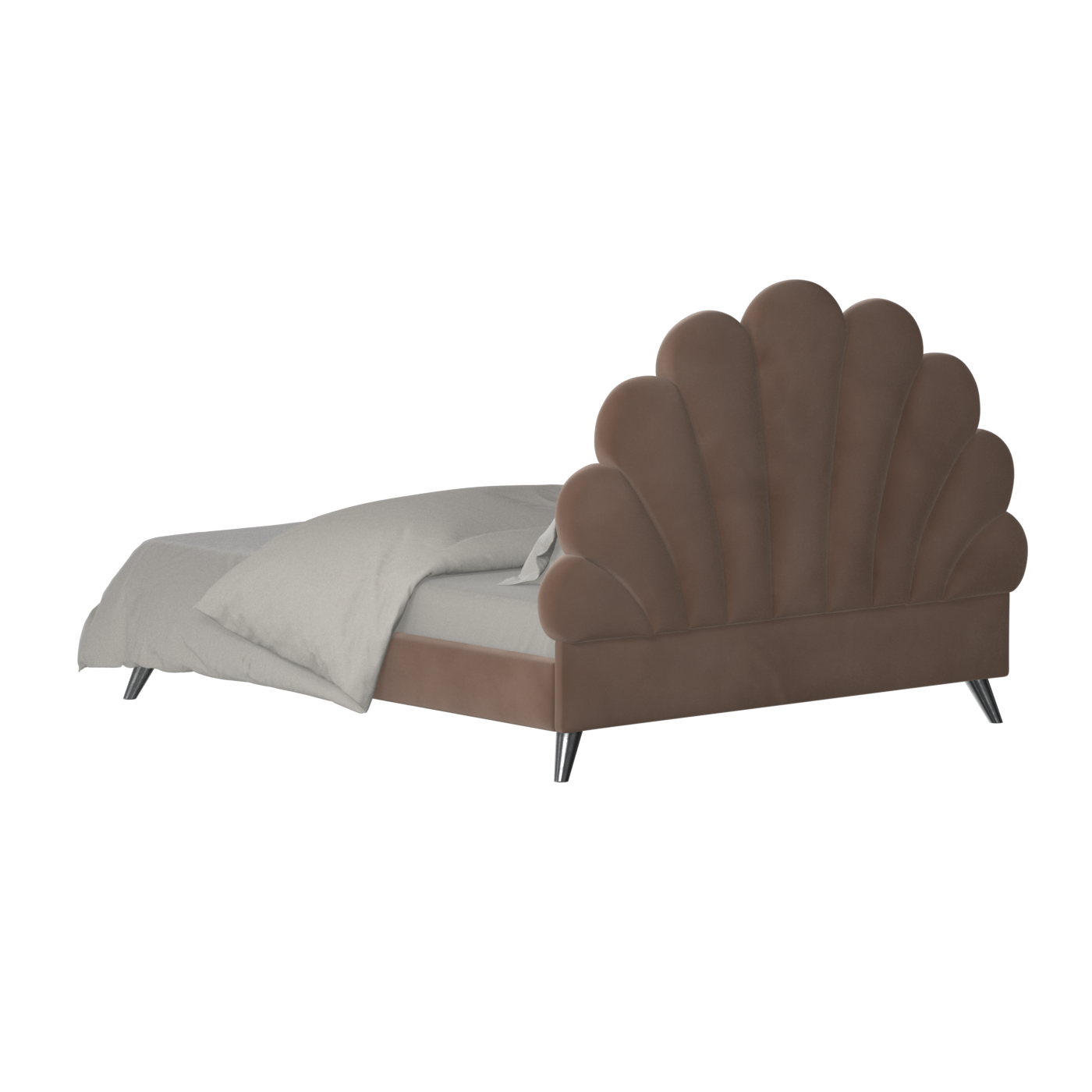 Evelina Curved Headboard Bed in Soft Upholstery