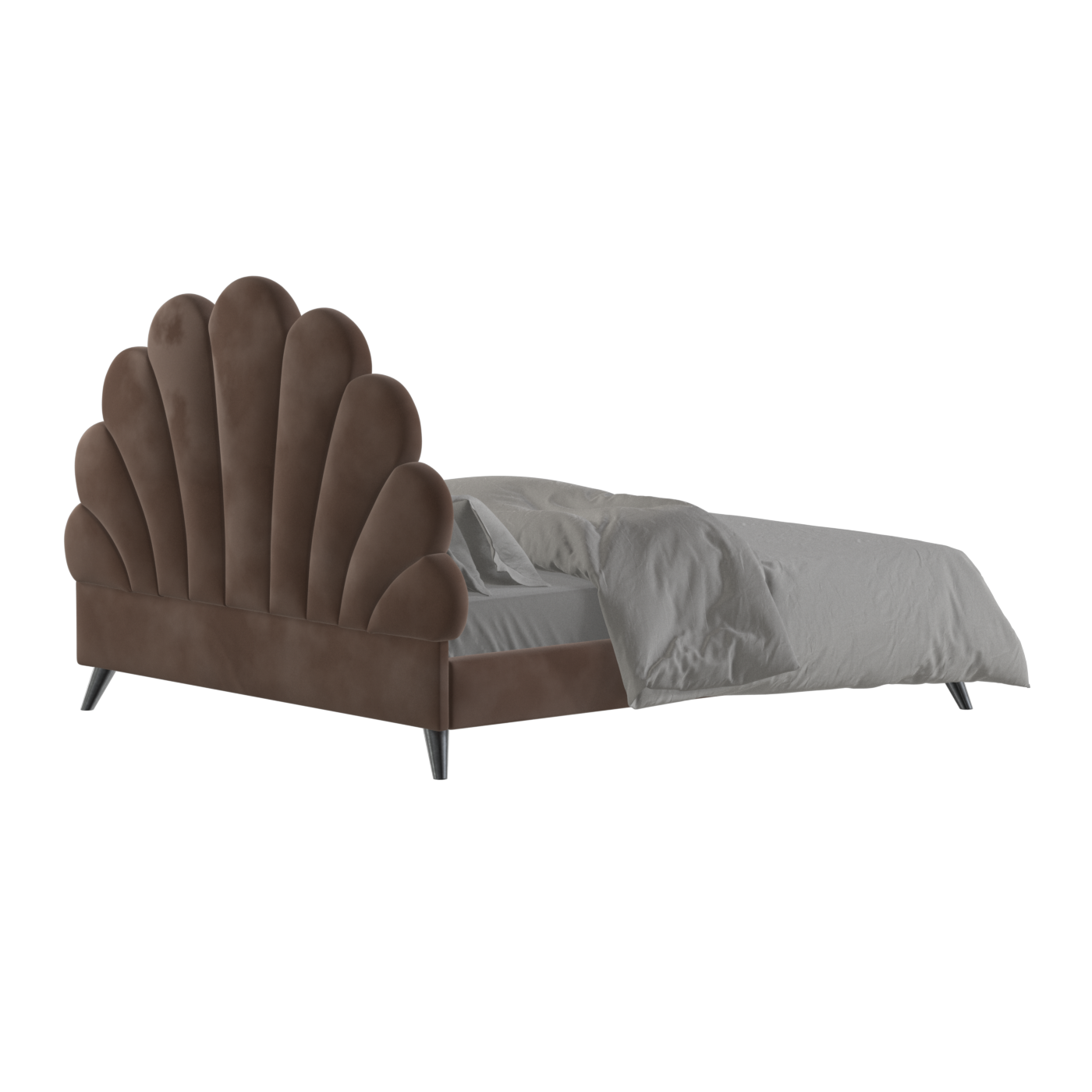 Evelina Curved Headboard Bed in Soft Upholstery
