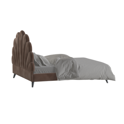 Evelina Curved Headboard Bed in Soft Upholstery