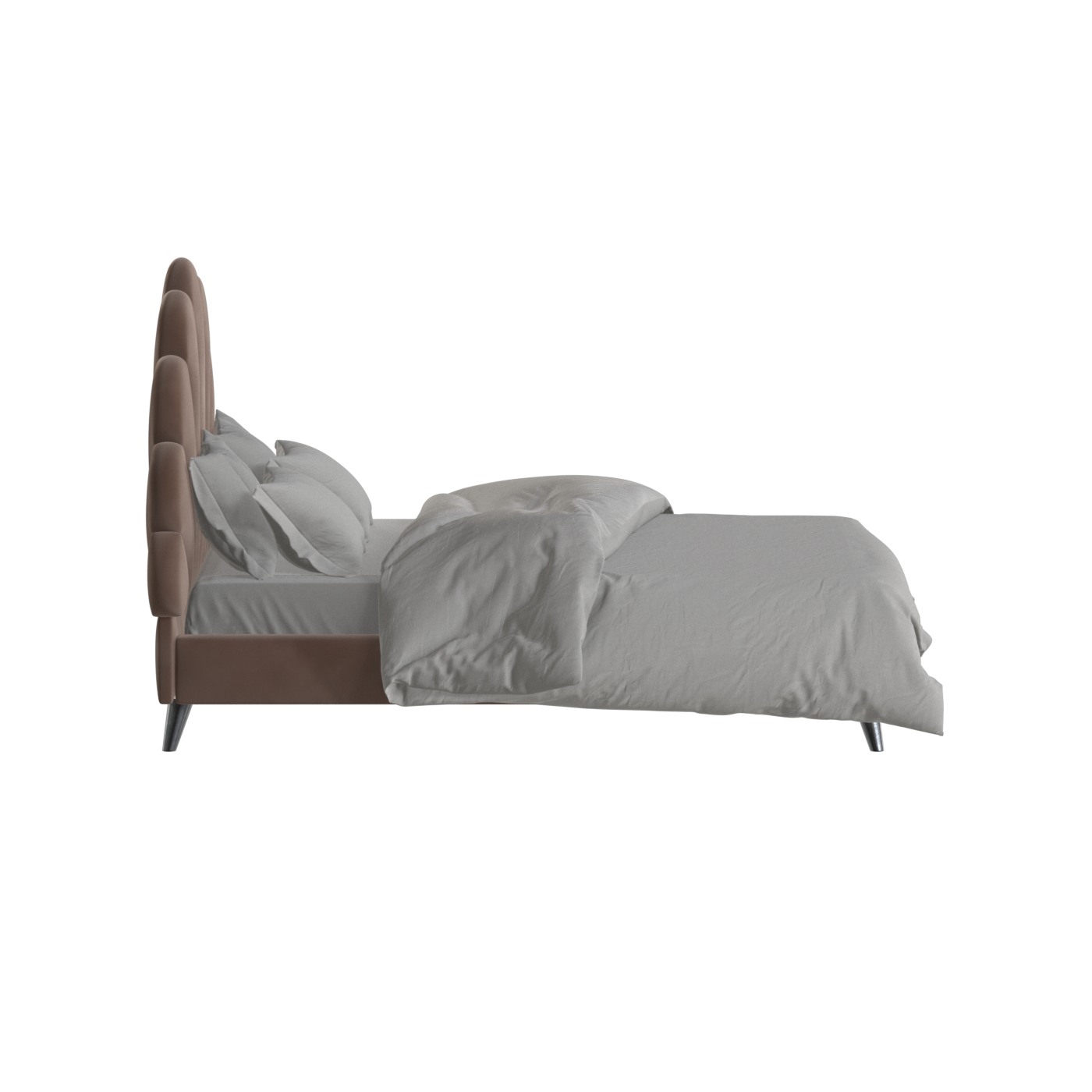 Evelina Curved Headboard Bed in Soft Upholstery