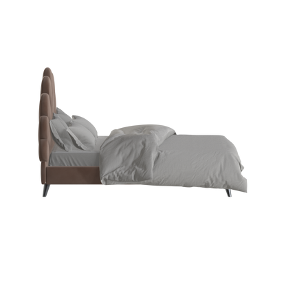 Evelina Curved Headboard Bed in Soft Upholstery