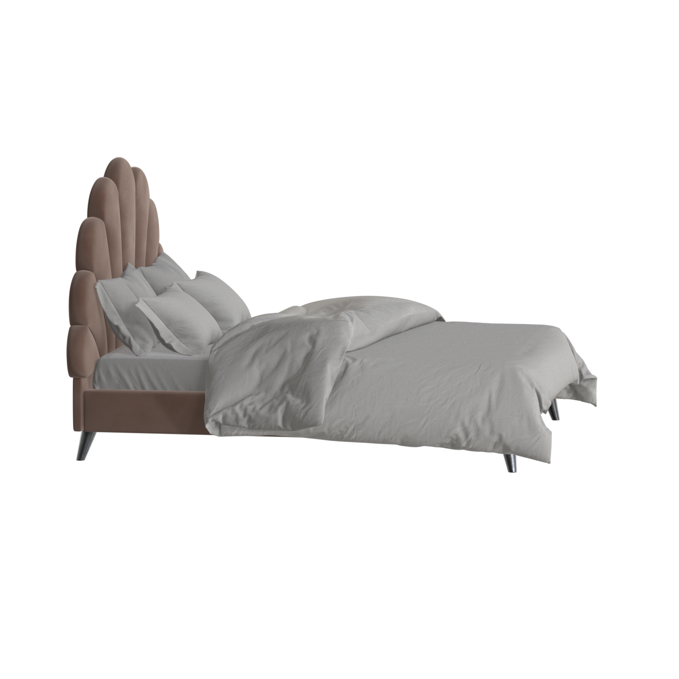Evelina Curved Headboard Bed in Soft Upholstery