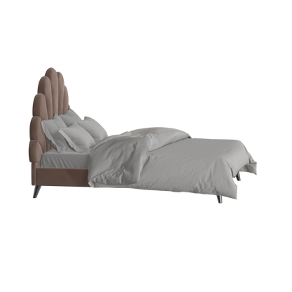Evelina Curved Headboard Bed in Soft Upholstery