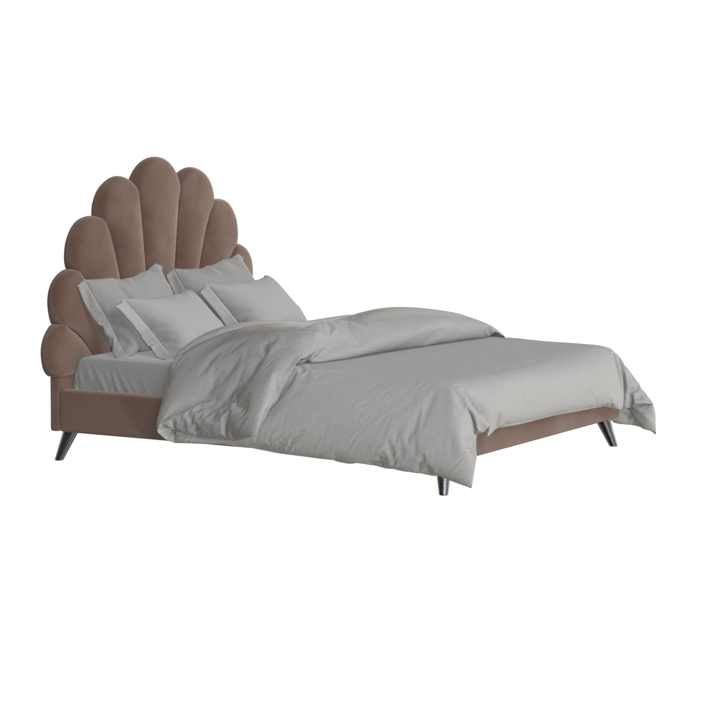 Evelina Curved Headboard Bed in Soft Upholstery