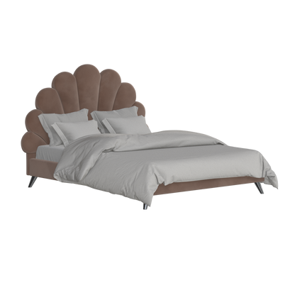 Evelina Curved Headboard Bed in Soft Upholstery