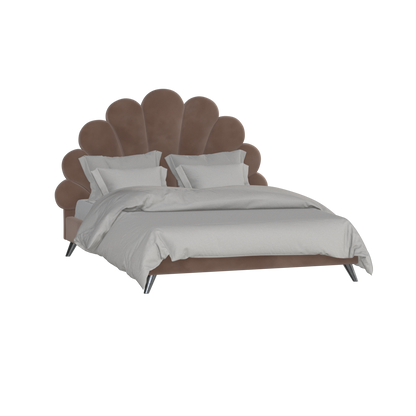 Evelina Curved Headboard Bed in Soft Upholstery