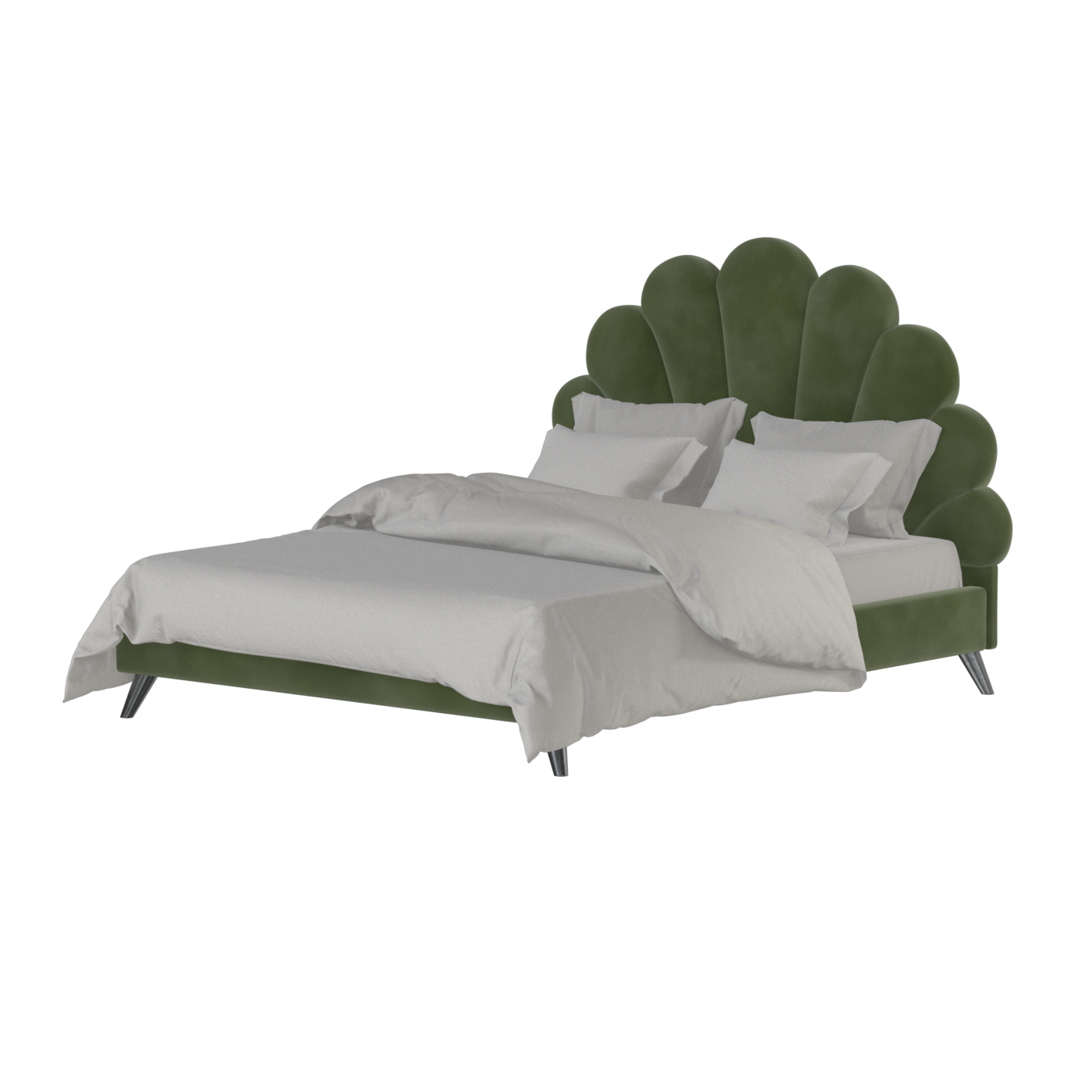 Evelina Curved Headboard Bed in Soft Upholstery