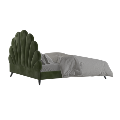 Evelina Curved Headboard Bed in Soft Upholstery