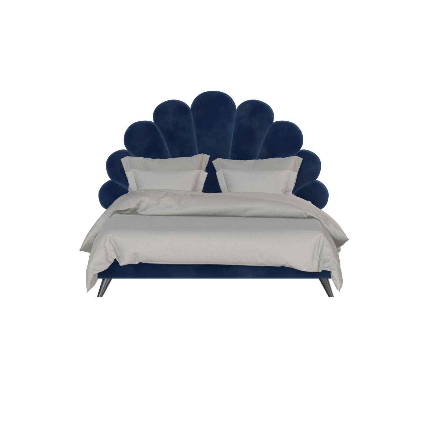 Evelina Curved Headboard Bed in Soft Upholstery