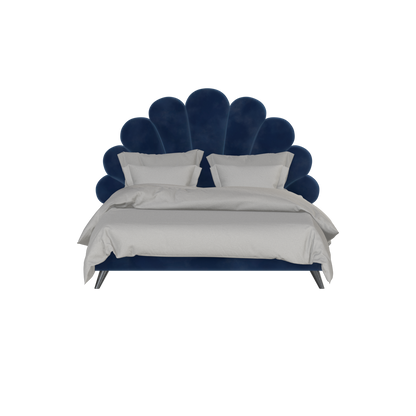 Evelina Curved Headboard Bed in Soft Upholstery