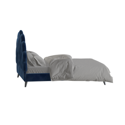Evelina Curved Headboard Bed in Soft Upholstery