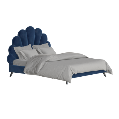 Evelina Curved Headboard Bed in Soft Upholstery