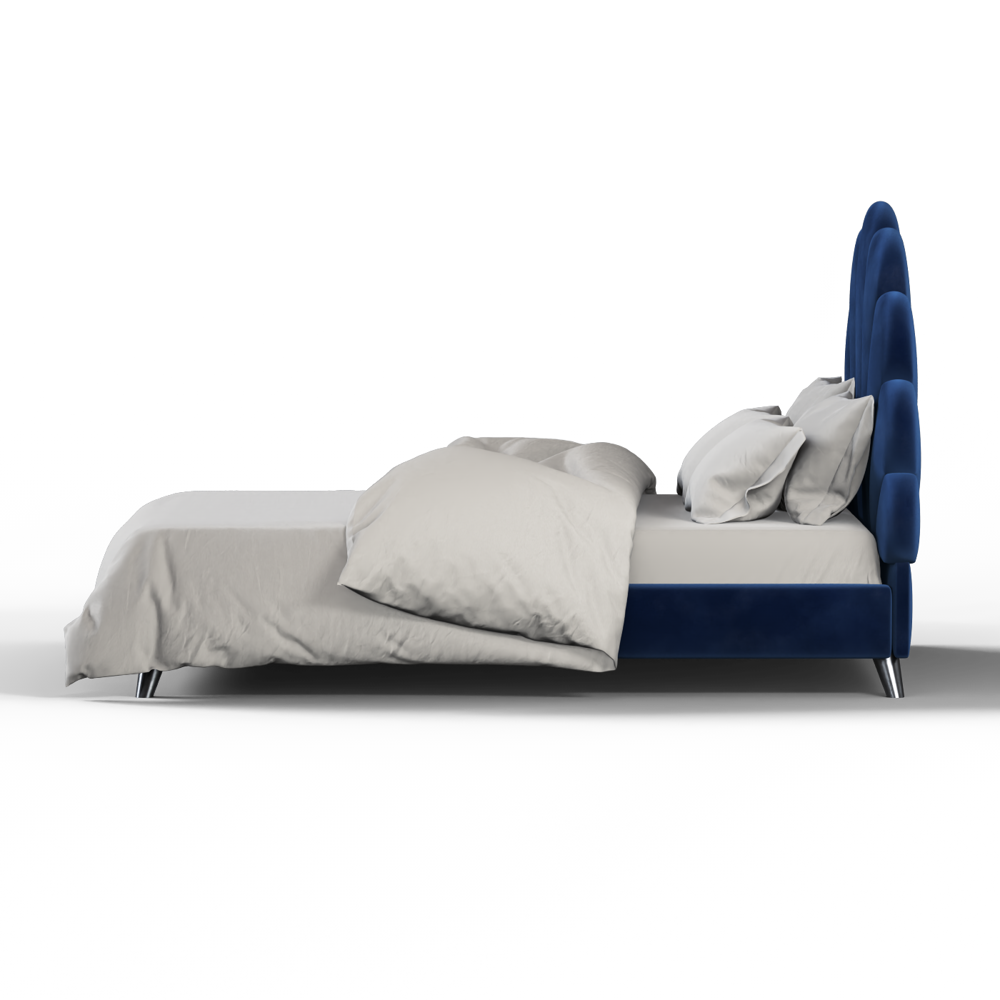 Evelina Curved Headboard Bed in Soft Upholstery