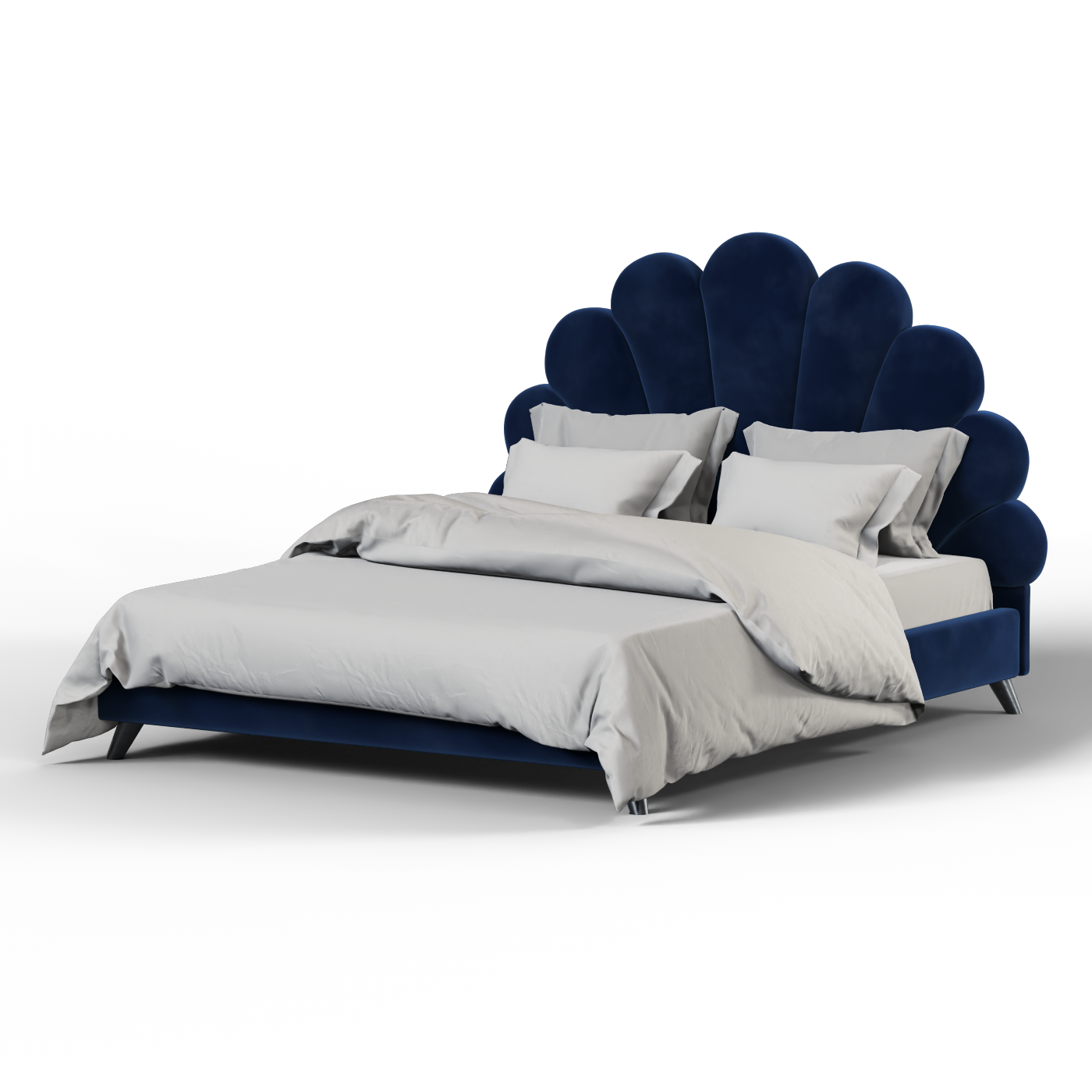 Evelina Curved Headboard Bed in Soft Upholstery